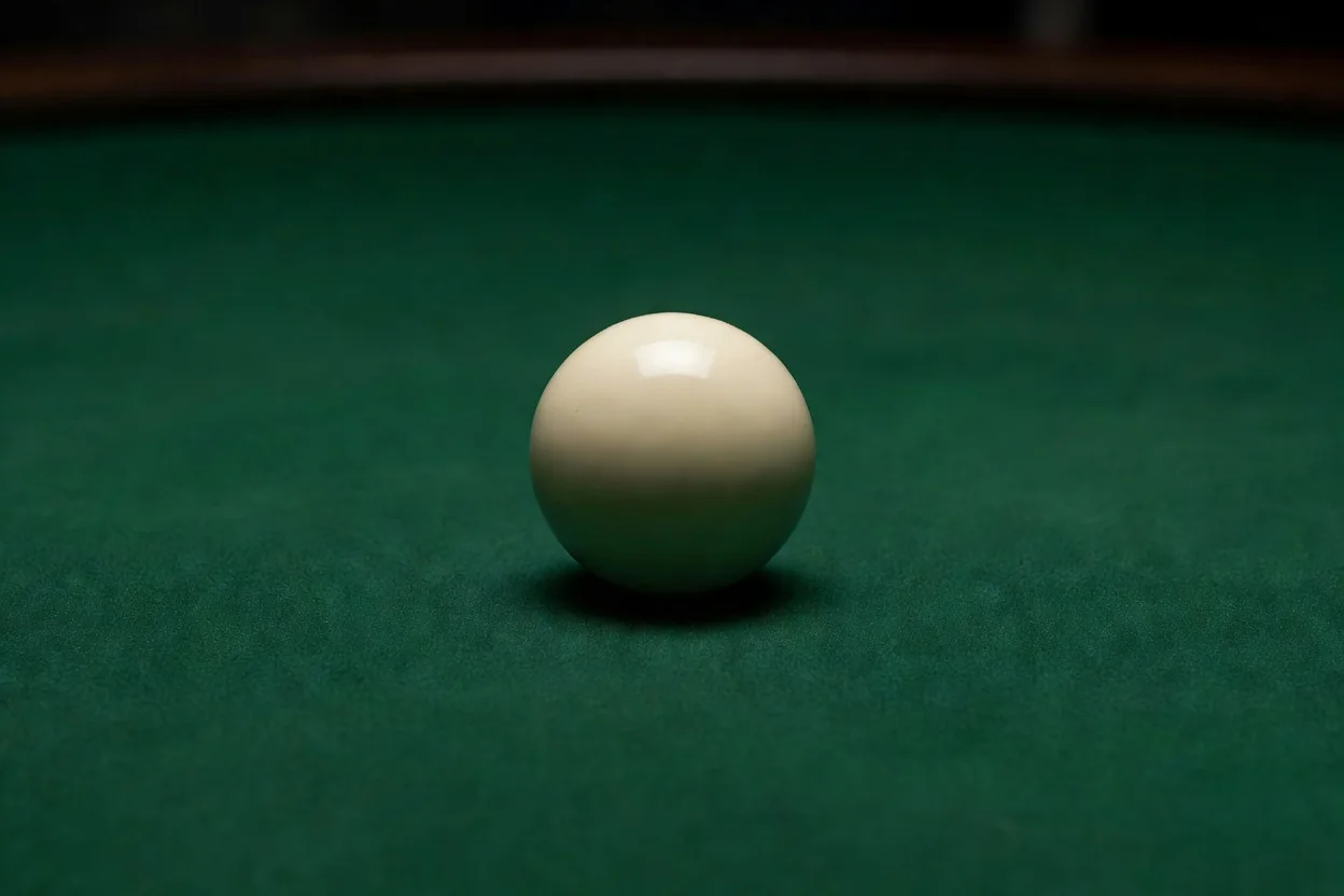 Bijela kuglica ruleta izbliza na običnom zelenom suknu